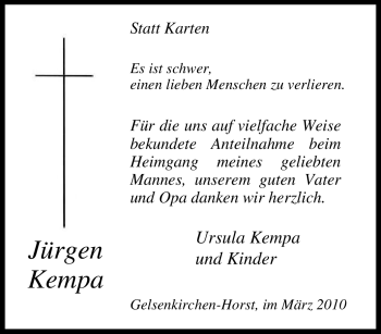 Traueranzeige von Jürgen Kempa von Tageszeitung