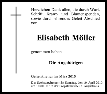 Traueranzeige von Elisabeth Möller von Tageszeitung