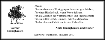 Traueranzeige von Werner Bönnighausen von Tageszeitung