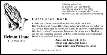 Traueranzeige von Helmut Linne von Tageszeitung