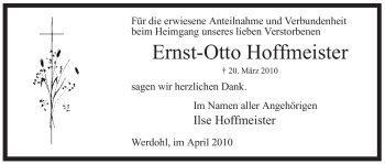 Traueranzeige von Ernst-Otto Hoffmeister von Tageszeitung