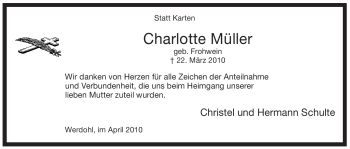 Traueranzeige von Charlotte Müller von Tageszeitung