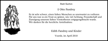 Traueranzeige von Otto Fandrey von Tageszeitung