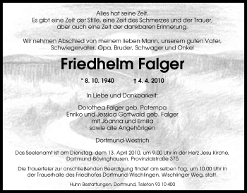 Traueranzeige von Friedhelm Falger von Tageszeitung