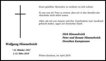 Traueranzeige von Wolfgang Himmelreich von Tageszeitung