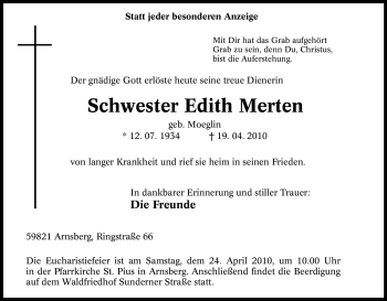 Traueranzeige von Edith Merten von Tageszeitung