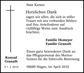 Traueranzeige von Konrad Unbekannt von Tageszeitung