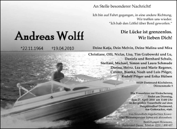 Traueranzeige von Andreas Wolff von Tageszeitung