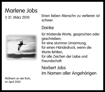 Traueranzeige von Marlene Jobs von Tageszeitung