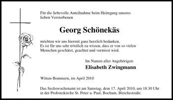 Traueranzeige von Georg Schönekäs von Tageszeitung