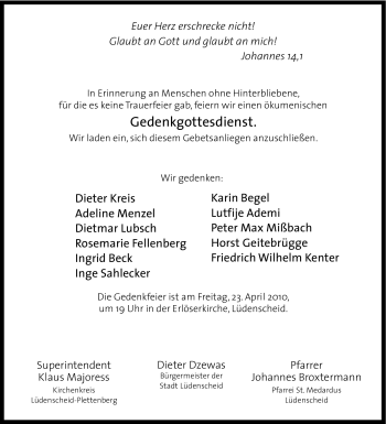 Traueranzeige von Ingrid Beck von Tageszeitung