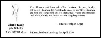 Traueranzeige von Ulrike Koop von Tageszeitung