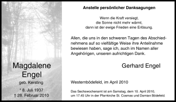 Traueranzeige von Magdalene Engel von Tageszeitung