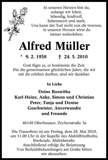 Traueranzeige von Alfred Müller von Tageszeitung