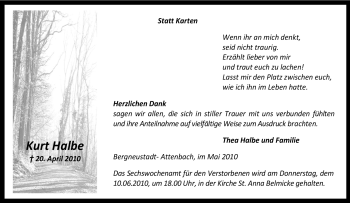 Traueranzeige von Kurt Halbe von Tageszeitung