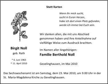 Traueranzeige von Birgit Noll von Tageszeitung