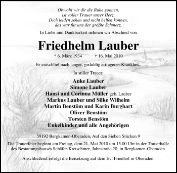 Traueranzeige von Friedhelm Lauber von Tageszeitung