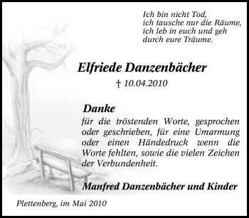 Traueranzeige von Elfriede Danzenbächer von Tageszeitung