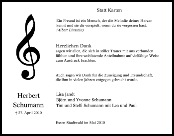 Traueranzeige von Herbert Schumann von Tageszeitung