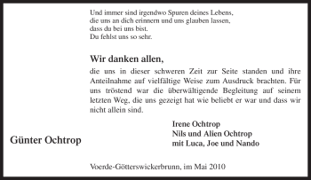 Traueranzeige von Günter Ochtrop von Tageszeitung
