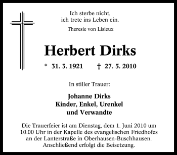 Traueranzeige von Herbert Dirks von Tageszeitung