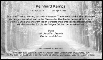 Traueranzeige von Reinhard Kamps von Tageszeitung