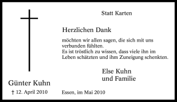 Traueranzeige von Günter Kuhn von Tageszeitung