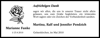 Traueranzeige von Marianne Funke von Tageszeitung