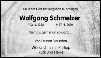 Traueranzeige von Wolfgang Schmelzer von Tageszeitung