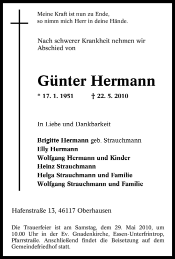 Traueranzeige von Günter Hermann von Tageszeitung