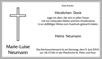 Traueranzeige von Marie-Luise Neumann von Tageszeitung