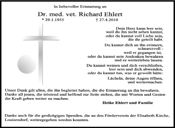 Traueranzeige von Richard Ehlert von Tageszeitung
