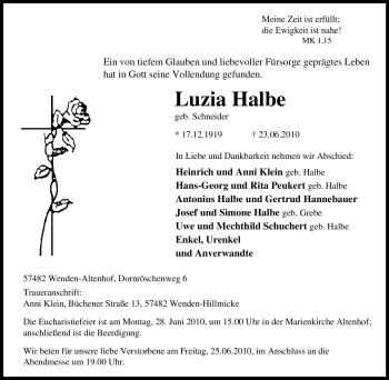 Traueranzeige von Luzia Halbe von Tageszeitung