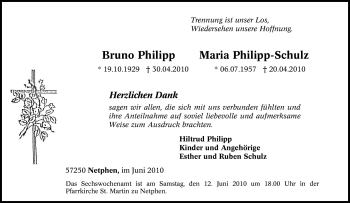 Traueranzeige von Bruno Philipp von Tageszeitung
