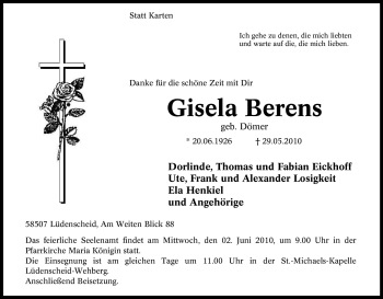 Traueranzeige von Gisela Berens von Tageszeitung