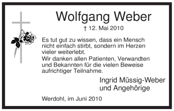 Traueranzeige von Wolfgang Weber von Tageszeitung