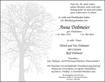 Traueranzeige von Anna Dobmeier von Tageszeitung