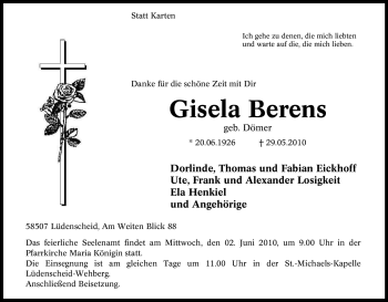 Traueranzeige von Gisela Berens von Tageszeitung