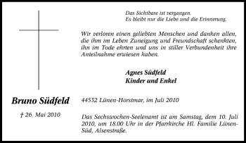 Traueranzeige von Bruno Südfeld von Tageszeitung
