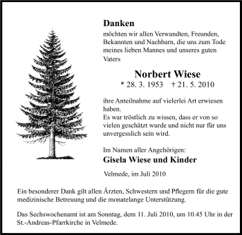 Traueranzeige von Norbert Wiese von Tageszeitung