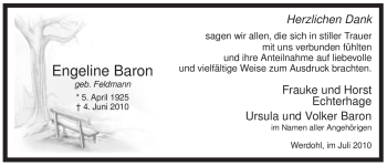 Traueranzeige von Engeline Baron von Tageszeitung