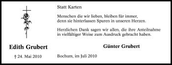 Traueranzeige von Edith Grubert von Tageszeitung