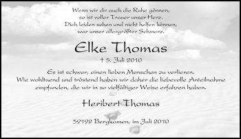 Traueranzeige von Elke Thomas von Tageszeitung