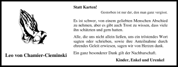 Traueranzeige von Leo von Chamier-Cieminski von Tageszeitung