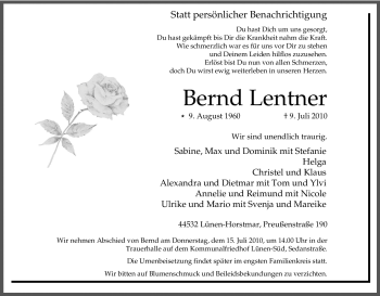 Traueranzeige von Bernd Lentner von Tageszeitung