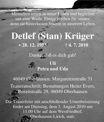 Traueranzeige von Detlef Krüger von Tageszeitung