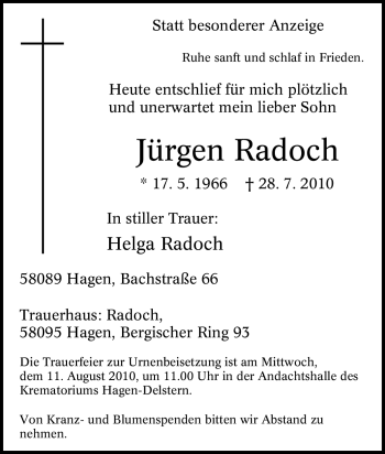 Traueranzeige von Jürgen Radoch von Tageszeitung