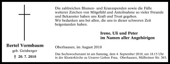 Traueranzeige von Bertel Vormbaum von Tageszeitung