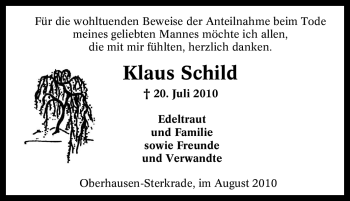 Traueranzeige von Klaus Schild von Tageszeitung
