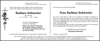 Traueranzeige von Barbara Schwerter von Tageszeitung